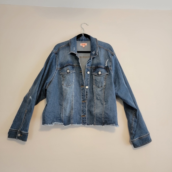 Evri Distressed Freyed edge Jean Jacked - Picture 1 of 7